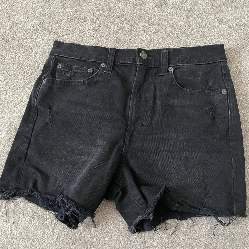 GAP Black Jean Shorts with Distressed Frayed Hem